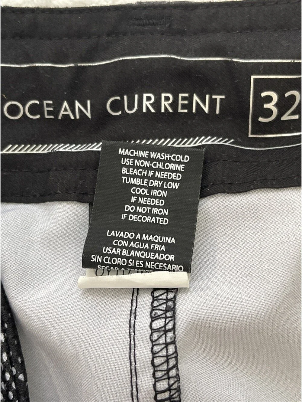 Ocean Current Men’s Charcoal Plaid Active Shorts Swim Shorts 32